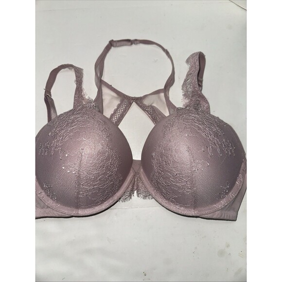 Victoria Secret VERY SEXY High Neck Push Up Bra Lace Pink Lilac 34D - Picture 1 of 12